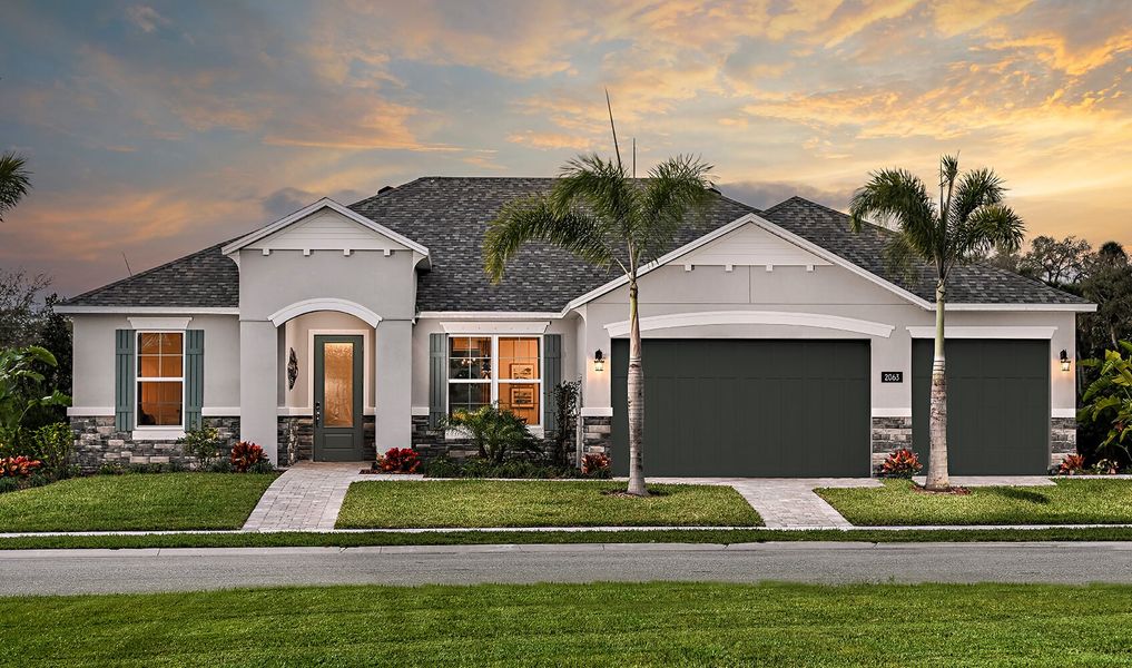 Representative exterior photo of a completed home built from the Briella by Risewell Homes in Country Club Estates, Palm Bay, FL (Image 14).