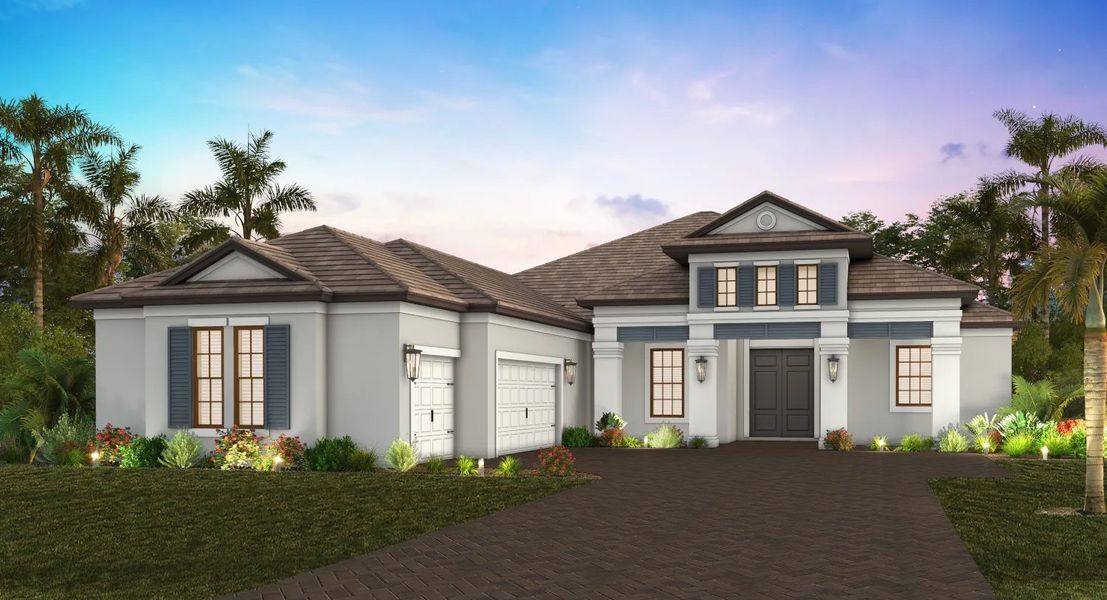 Representative exterior photo of a completed home built from the Pebble Beach by Neal Signature Homes in Tideline, Bradenton, FL (Image 7).