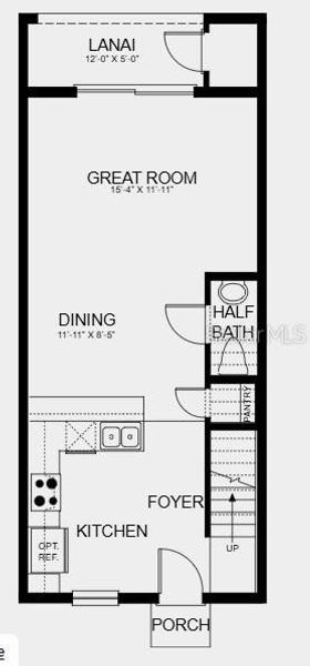 2D floor plan layout of this home in The Townhomes at Skye Ranch, Sarasota, FL (Image 5).