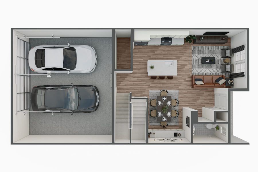 2D floor plan layout for the F by Tri Pointe Homes in Candelas Townhomes, Arvada, CO (Image 3). 2D floor plan layout for the F by Tri Pointe Homes in Candelas Townhomes, Arvada, CO (Image 3).