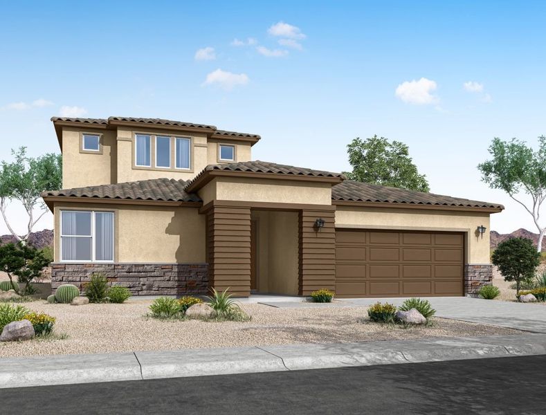 Representative exterior photo of a completed home built from the Willow by William Ryan Homes in Alta Vida at Westpark, Buckeye, AZ (Image 26).