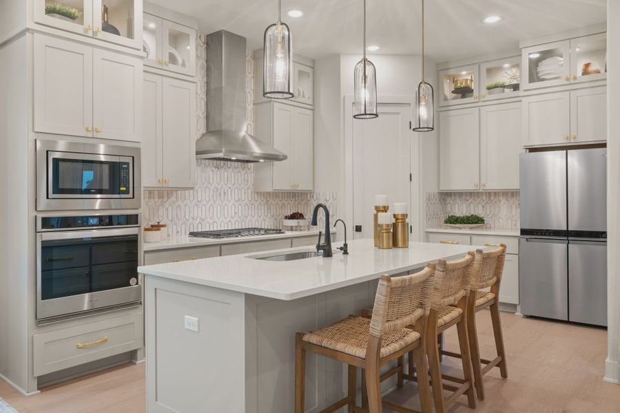 Kitchen Island with Seating and Pendant Lighting