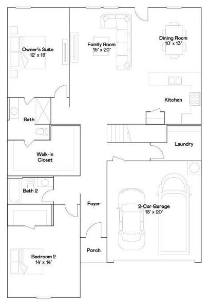 2D floor plan layout of this home in Crockett Meadows, Conroe, TX (Image 3).