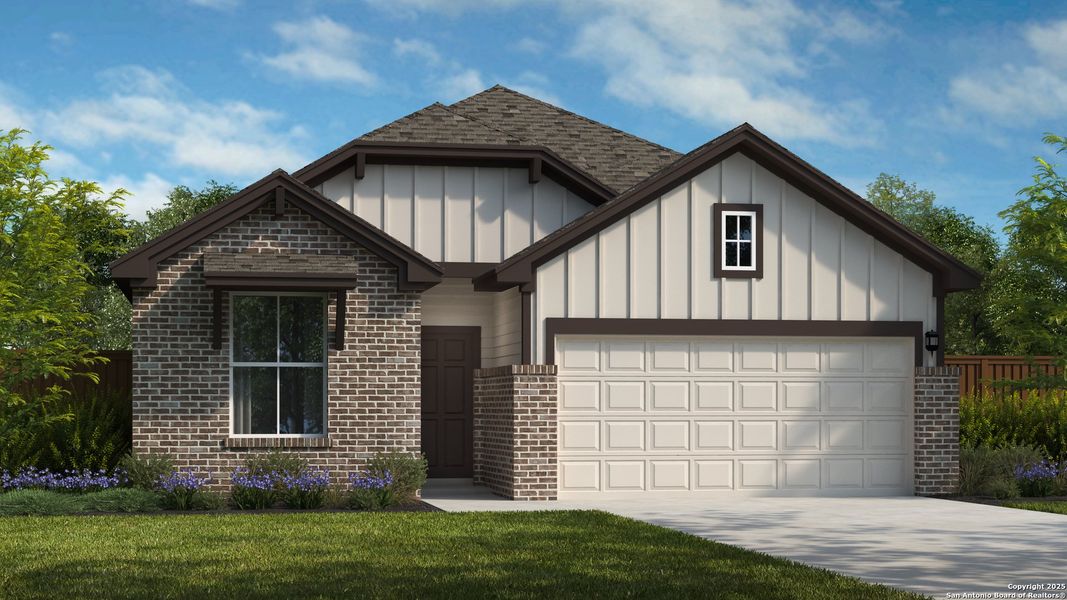Front exterior of a new home in Park Hill Commons, San Antonio, TX, highlighting curb appeal (Image 1). Front exterior of a new home in Park Hill Commons, San Antonio, TX, highlighting curb appeal (Image 1).