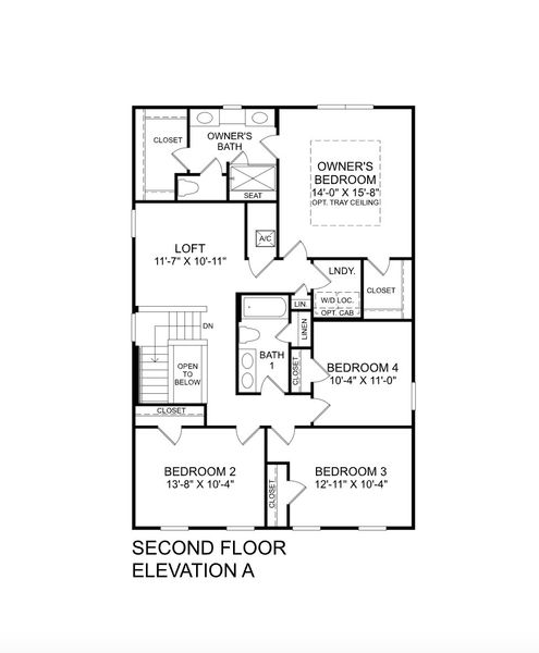 2D floor plan layout for the Windermere by Ryan Homes in Overlook at Grassy Lake, Minneola, FL (Image 2).