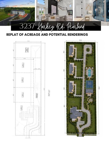 **RENDERING ONLY** This is a rendering showing the possibility to replat the acreage and sell individual lots and/or build a small community