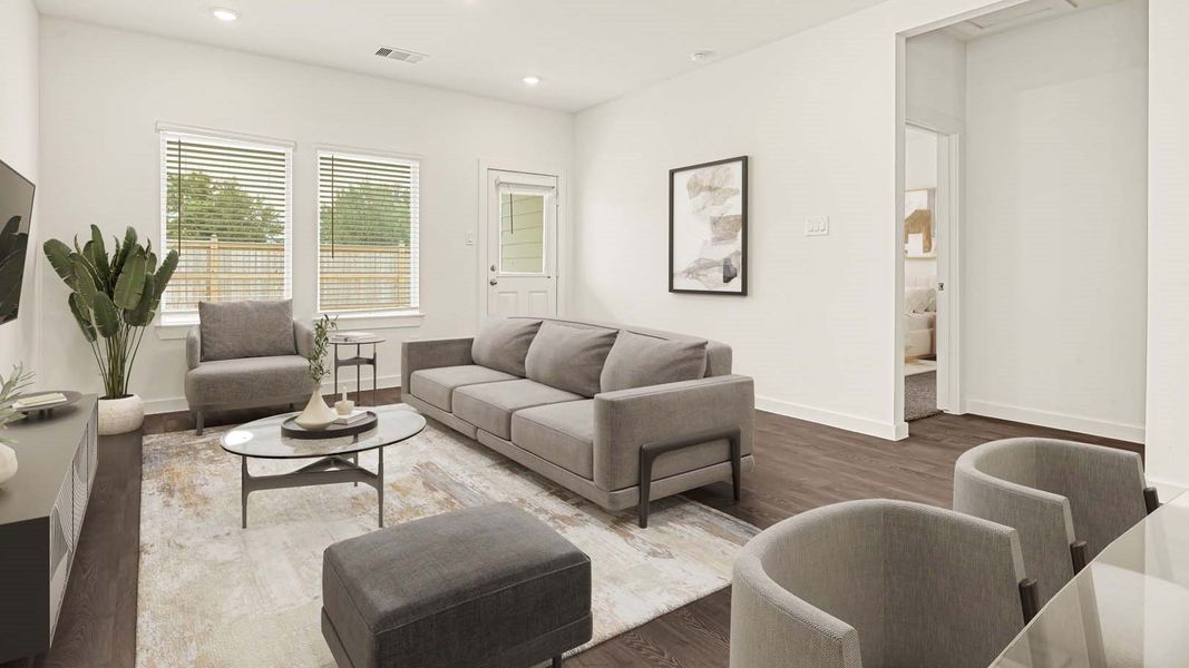 Furnished interior view inside a new home in Holly Ridge, Rosenberg (Image 3). Furnished interior view inside a new home in Holly Ridge, Rosenberg (Image 3).