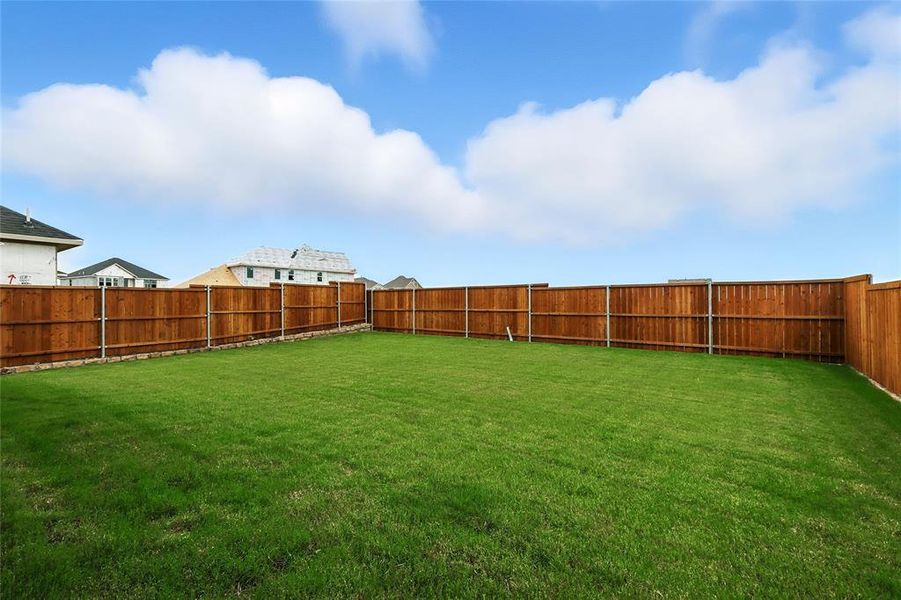 View of fenced backyard