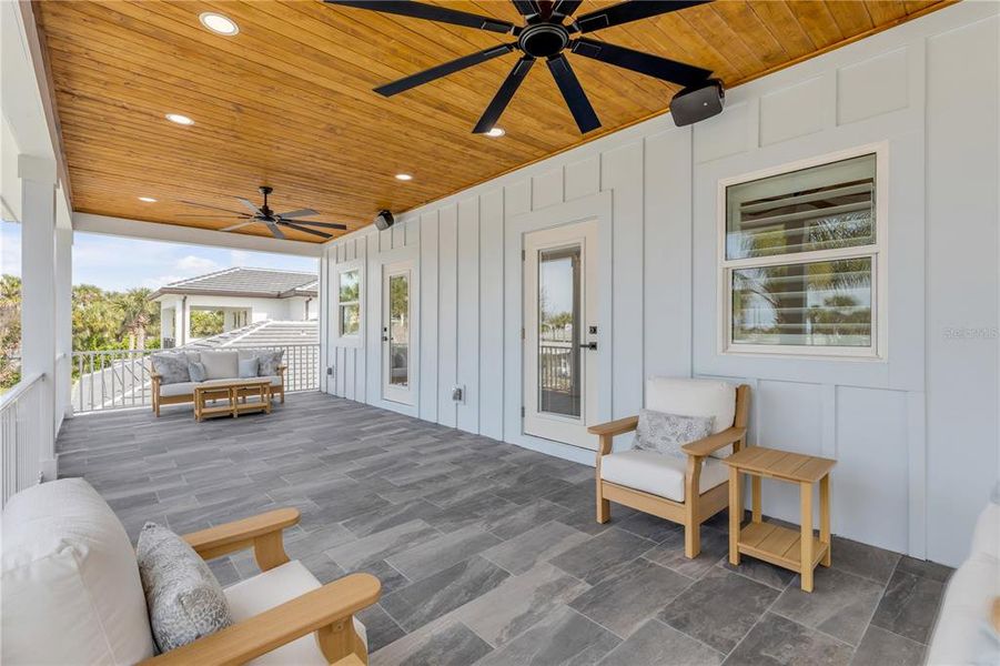 Exterior details and patio area of a home in , New Smyrna Beach (Image 37).