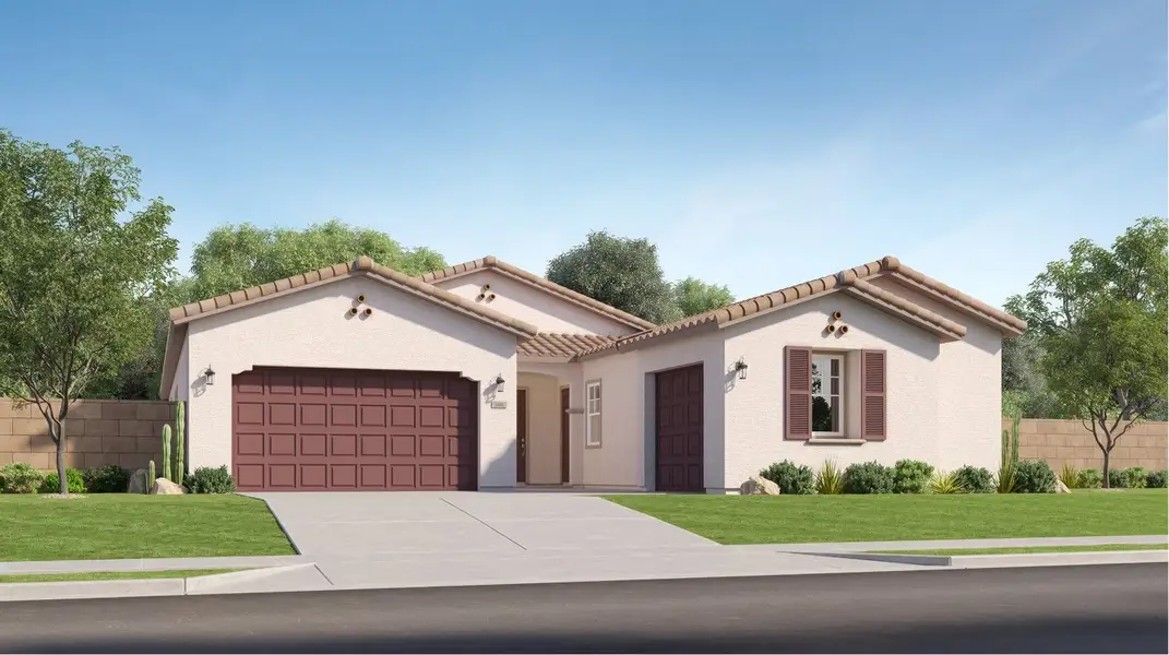 Front exterior of a new home in Bella Vista Farms, San Tan Valley, AZ, highlighting curb appeal (Image 1). Front exterior of a new home in Bella Vista Farms, San Tan Valley, AZ, highlighting curb appeal (Image 1).