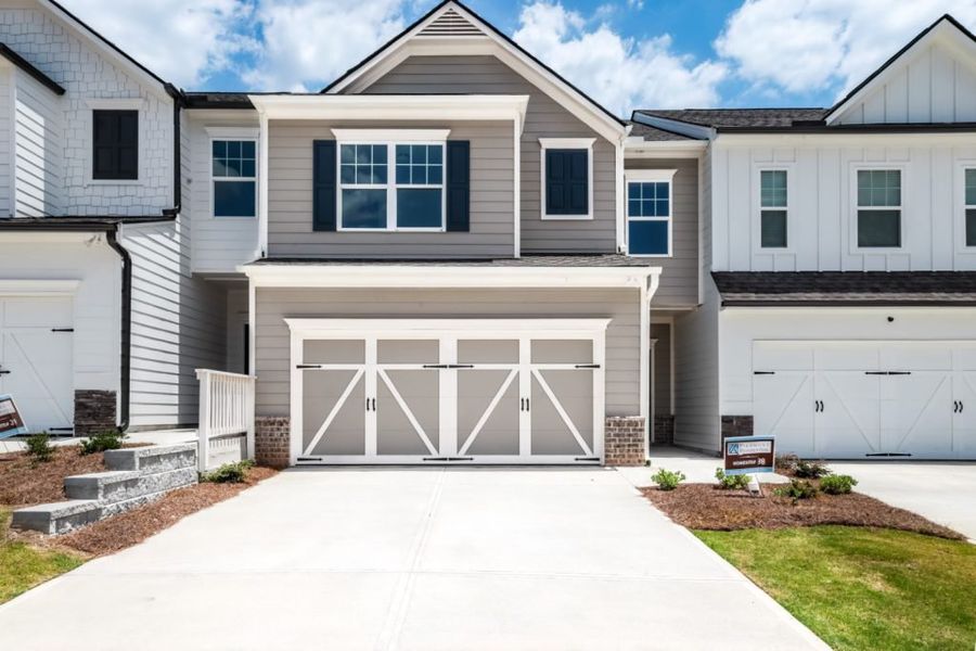 Representative exterior photo of a completed home built from the Emory Townhome by Piedmont Residential in The Retreat at Browns Ridge, Newnan, GA (Image 31).