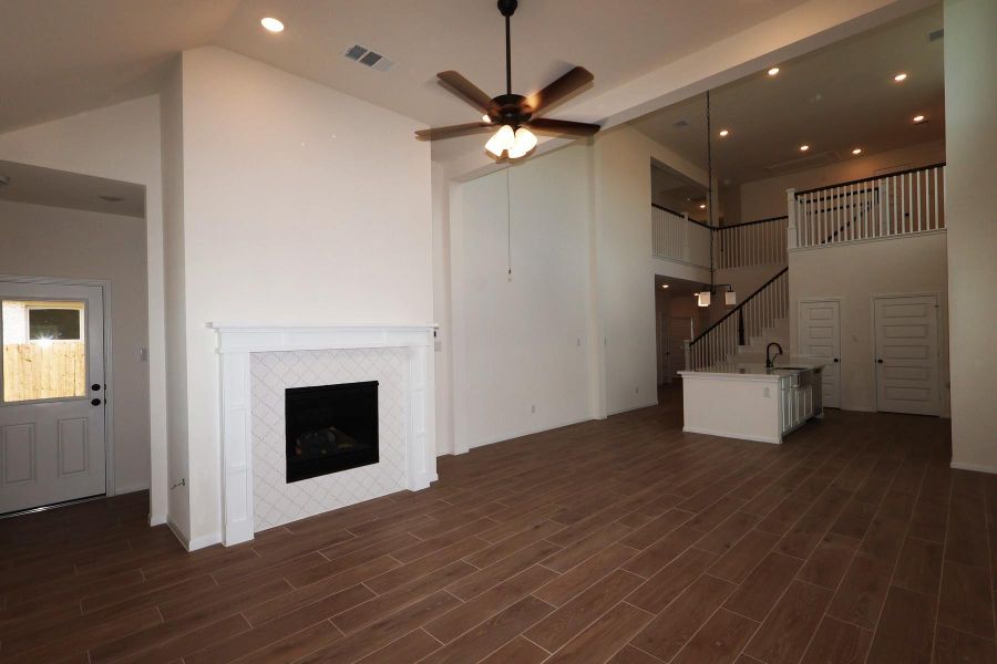 Open great room with fireplace Open great room with fireplace