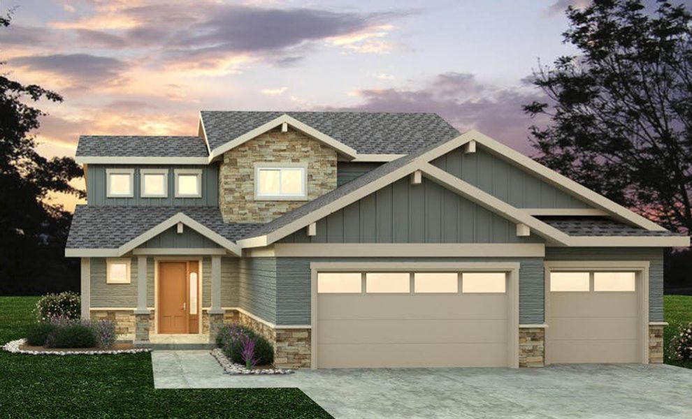 Representative exterior photo of a completed home built from the Franklin by Bridgewater Homes in Aurora Highlands, Aurora, CO (Image 26).