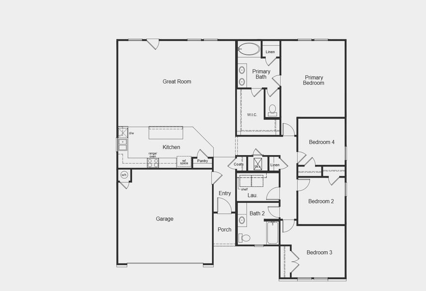 2D floor plan layout for the Plan 1888 by KB Home in Davina, Rosenberg, TX (Image 3).