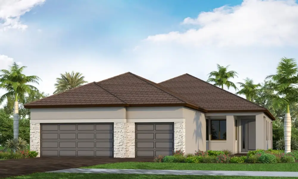 Front exterior of a new home in Palm Grove, Bradenton, FL, highlighting curb appeal (Image 1). Front exterior of a new home in Palm Grove, Bradenton, FL, highlighting curb appeal (Image 1).