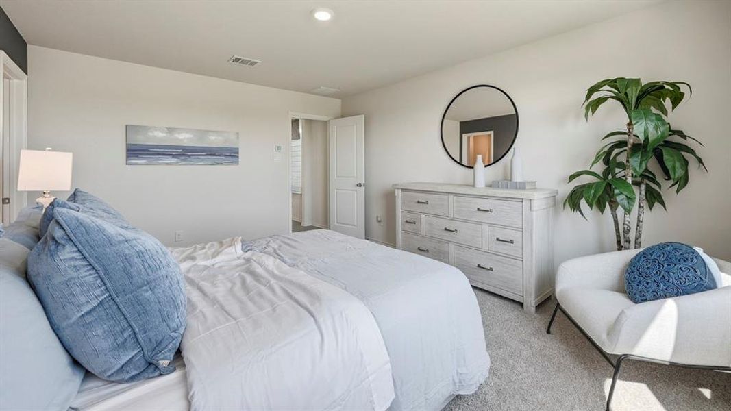 Carpeted bedroom featuring recessed lighting Carpeted bedroom featuring recessed lighting