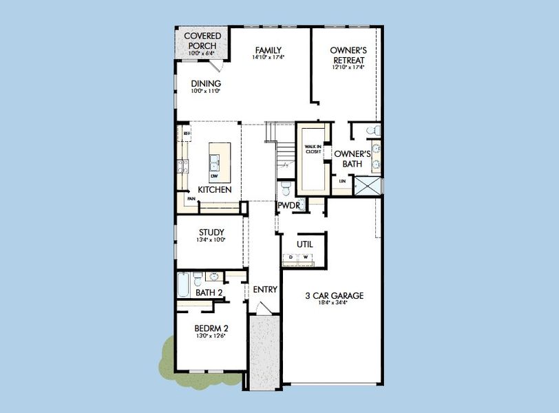 2D floor plan layout for the The Linnea by David Weekley Homes in Crighton Cove - Retreat Collection, Conroe, TX (Image 3). 2D floor plan layout for the The Linnea by David Weekley Homes in Crighton Cove - Retreat Collection, Conroe, TX (Image 3).