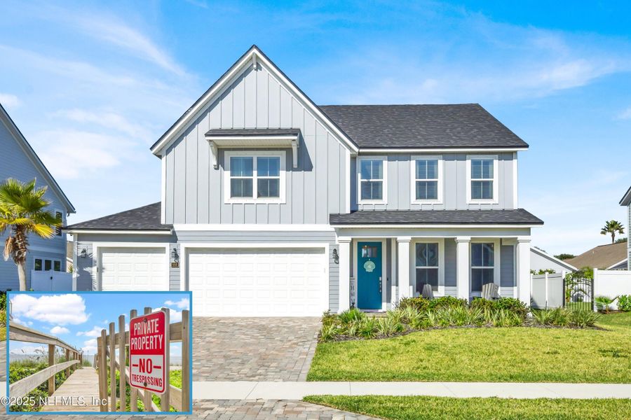 Front exterior of a new home in Seaside Vista, St. Augustine, FL, highlighting curb appeal (Image 27). Front exterior of a new home in Seaside Vista, St. Augustine, FL, highlighting curb appeal (Image 27).