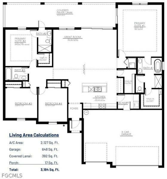 2D floor plan layout of this home in Cape Coral, Cape Coral, FL (Image 5).