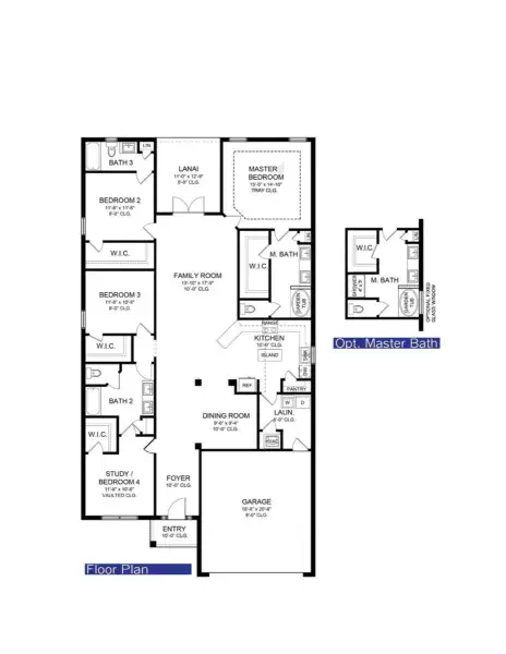 2D floor plan layout of this home in Ocala Crossings South, Ocala, FL (Image 3).