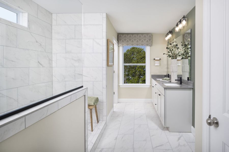 Lassen model home owner's super shower Lassen model home owner's super shower