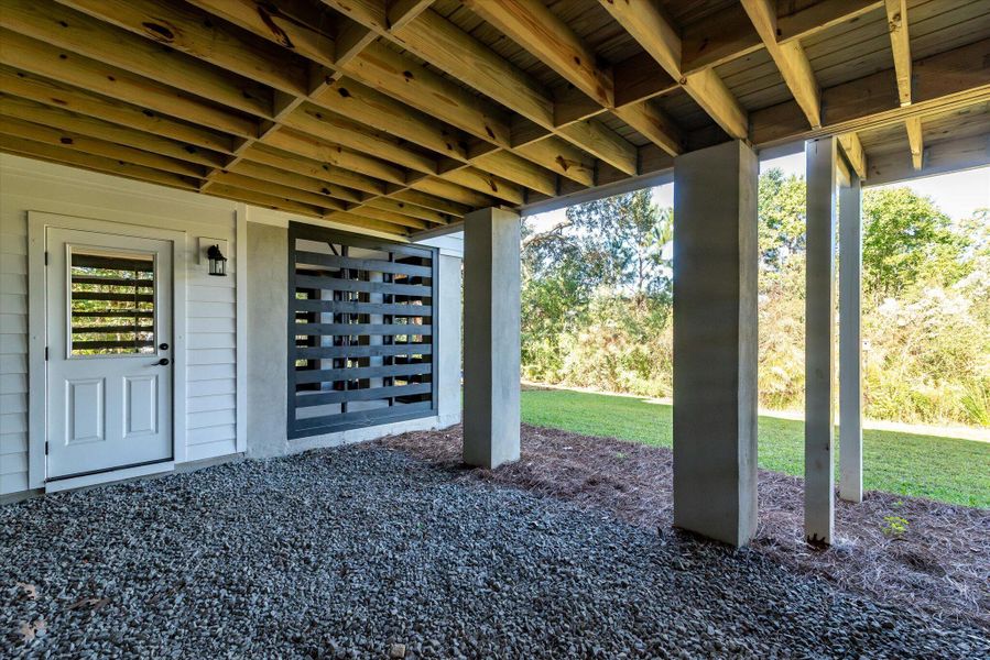Exterior details and patio area of a home in , James Island (Image 33). Exterior details and patio area of a home in , James Island (Image 33).