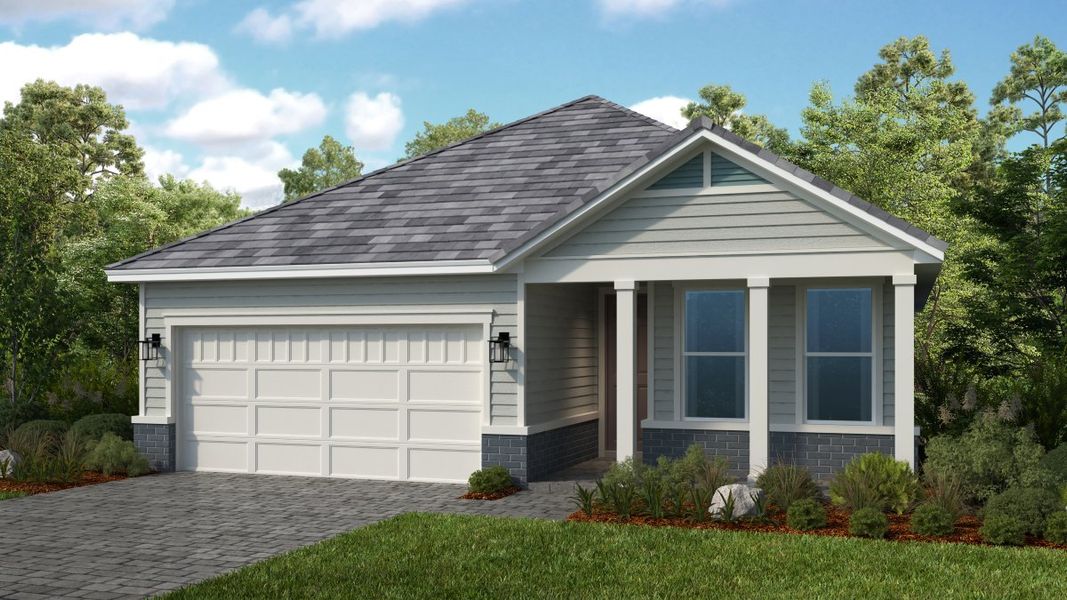 Front exterior of a new home in Esplanade at St. Marys, St. Marys, GA, highlighting curb appeal (Image 1). Front exterior of a new home in Esplanade at St. Marys, St. Marys, GA, highlighting curb appeal (Image 1).