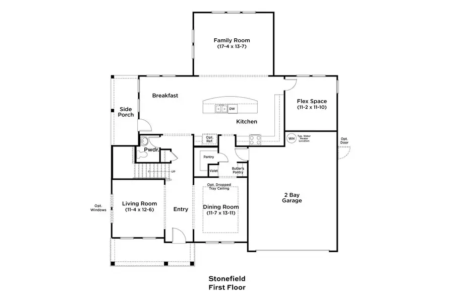 2D floor plan layout for the Stonefield by DRB Homes in Reserve at Crowthorne, Zebulon, NC (Image 3). 2D floor plan layout for the Stonefield by DRB Homes in Reserve at Crowthorne, Zebulon, NC (Image 3).