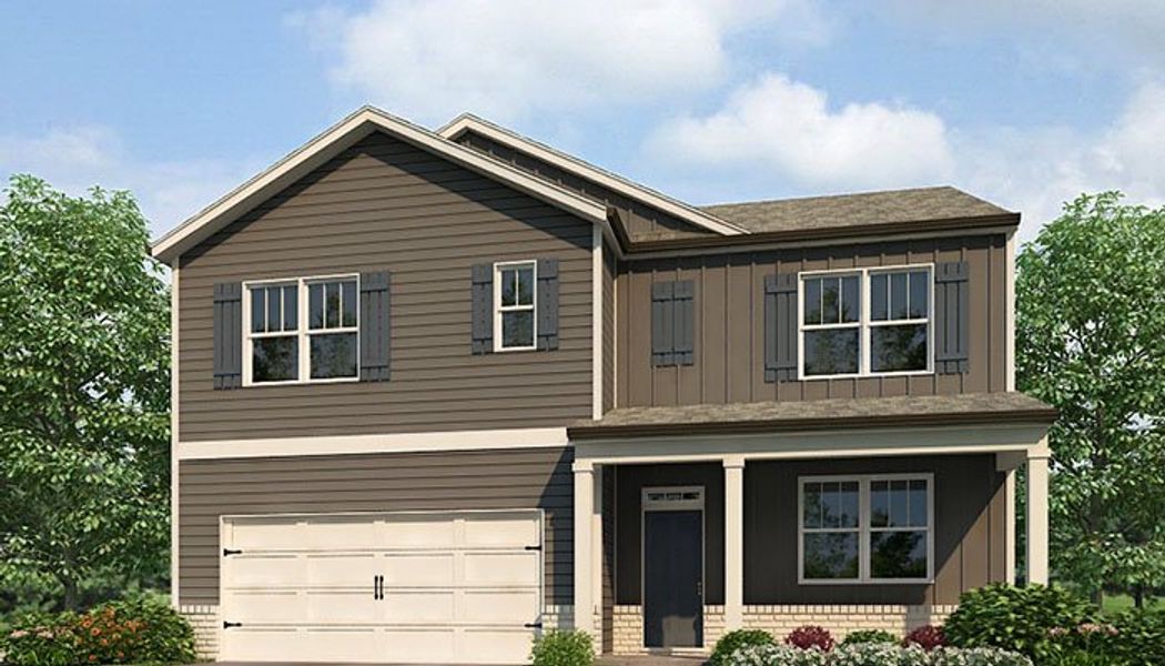 Representative exterior photo of a completed home built from the HAYDEN by D.R. Horton in Oconee Overlook, Gainesville, GA (Image 2). Representative exterior photo of a completed home built from the HAYDEN by D.R. Horton in Oconee Overlook, Gainesville, GA (Image 2).