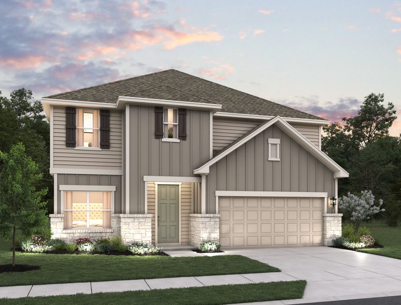 Representative exterior photo of a completed home built from the Gage by Ashton Woods in Saddlebrook Ranch, Schertz, TX (Image 22).