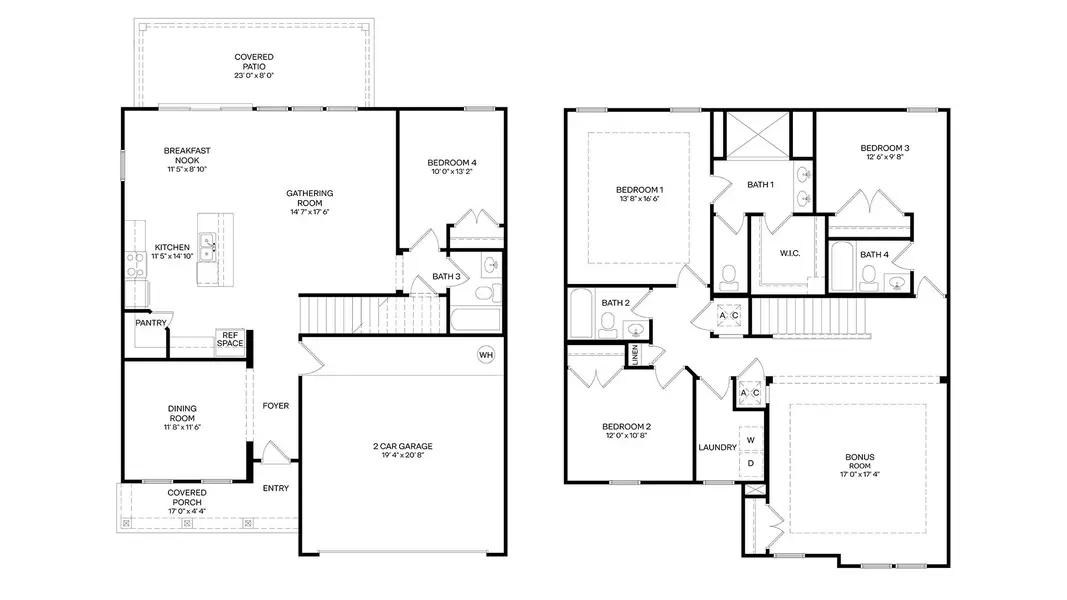 2D floor plan layout for the Coral by D.R. Horton in Broward Key, Jacksonville, FL (Image 3). 2D floor plan layout for the Coral by D.R. Horton in Broward Key, Jacksonville, FL (Image 3).