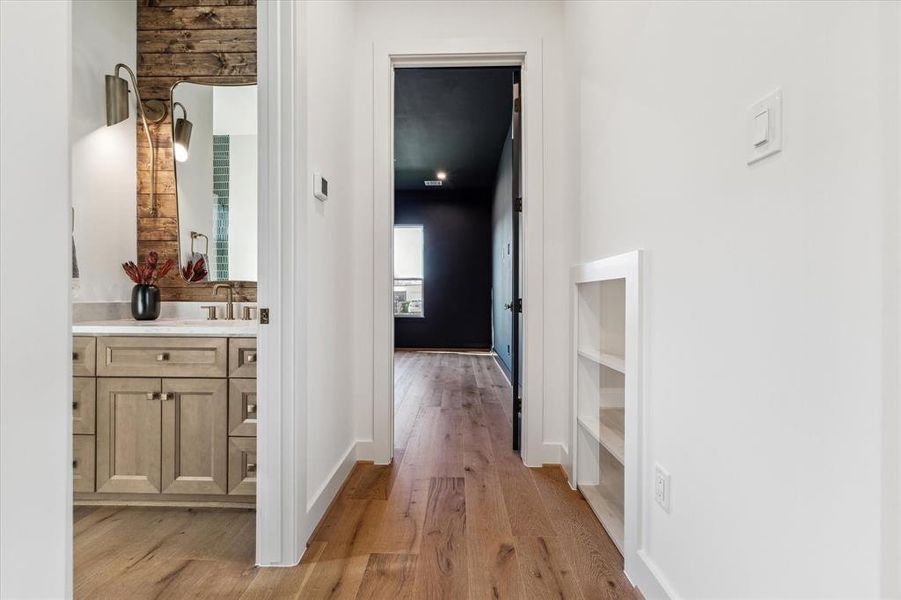 View into the guest bedroom or home office with full bathroom access.