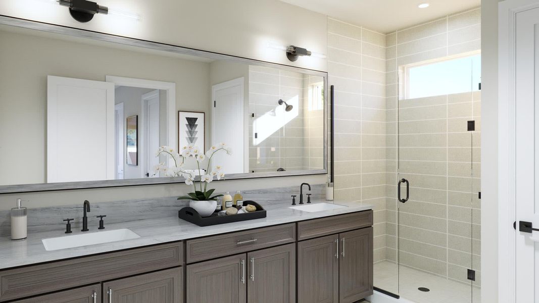 Primary Bath | Maple at Cypress Bluff in Groveland, FL by Landsea Homes