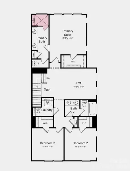 Second Floor Plan - Additional Highlights Include: a shower with a ledge in the primary bathroom