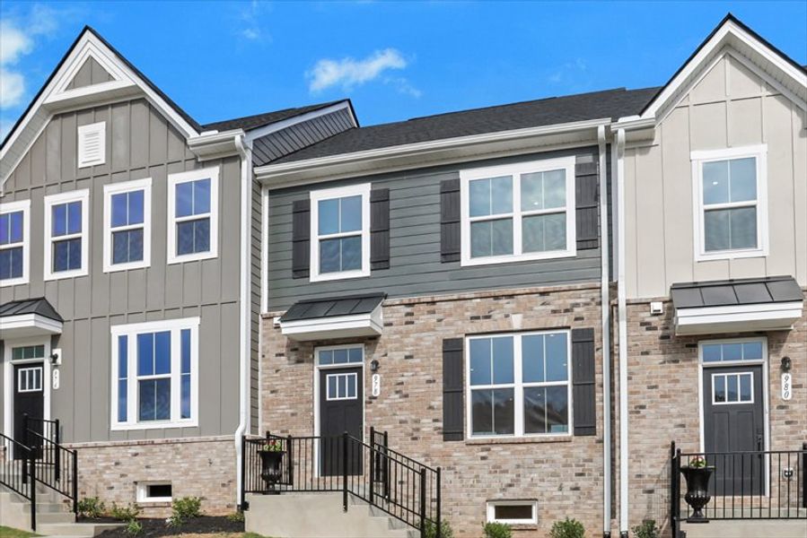Front exterior of a new home in Park Ridge at Sugar Hill, Sugar Hill, GA, highlighting curb appeal (Image 1).