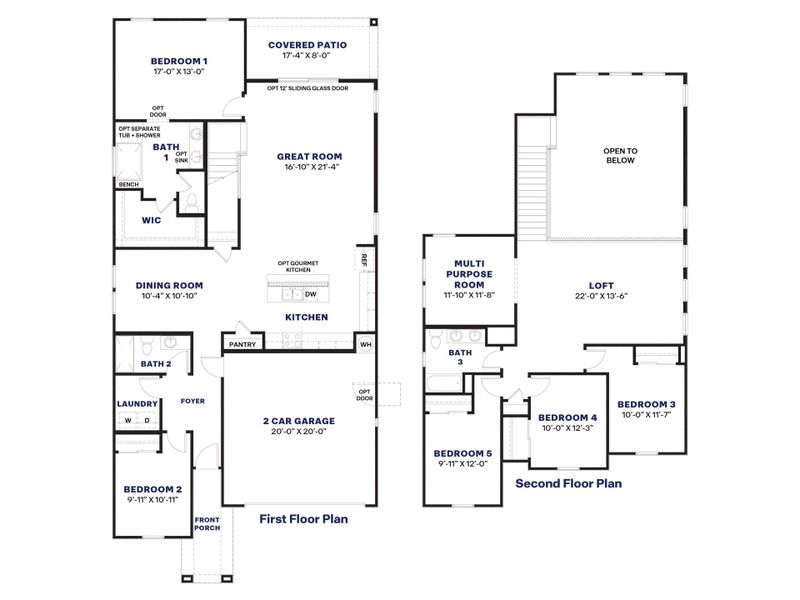 2D floor plan layout for the Stork by D.R. Horton in The Ridge at Stone Butte, Phoenix, AZ (Image 5).