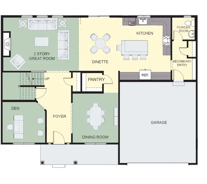 2D floor plan layout for the The Cambridge by Forbes Capretto Homes in Fieldstream Estates, Lancaster, NY (Image 3).