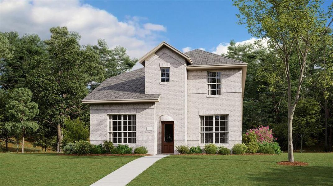 View of front of home featuring a front lawn