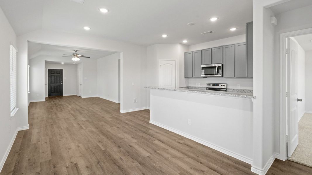 Pinewood Entry, Living Room and Kitchen