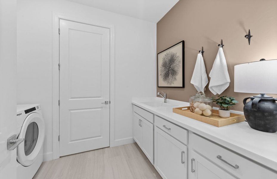 Laundry room with optional sink and storage Laundry room with optional sink and storage