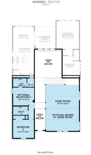2D floor plan layout for the Madison by Landon Homes in Fields - East Village, Frisco, TX (Image 8). 2D floor plan layout for the Madison by Landon Homes in Fields - East Village, Frisco, TX (Image 8).