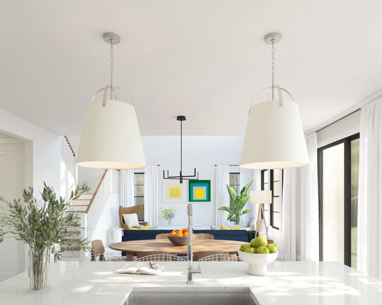 Kitchen overlooking dining area