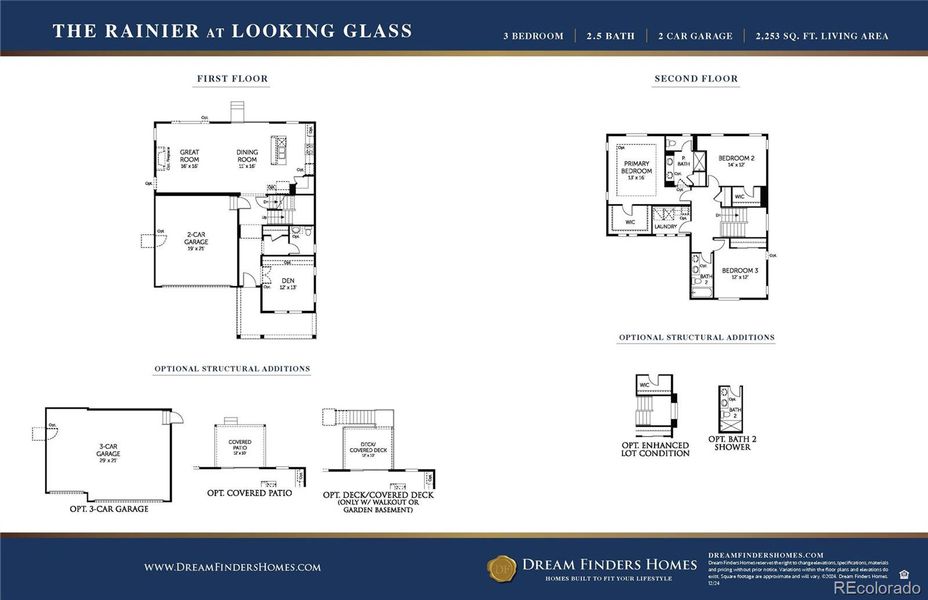 2D floor plan layout of this home in The Reserve at Looking Glass, Parker, CO (Image 2).