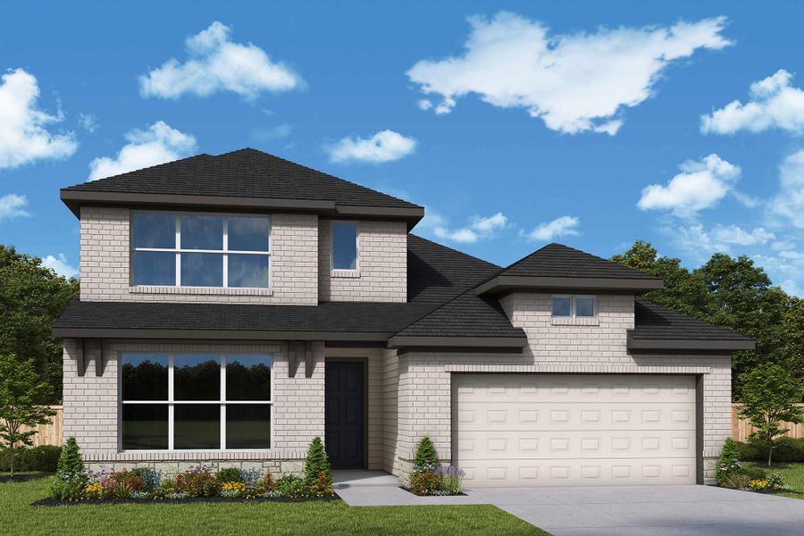 Representative exterior photo of a completed home built from the The Linnea by David Weekley Homes in Legacy, League City, TX (Image 2). Representative exterior photo of a completed home built from the The Linnea by David Weekley Homes in Legacy, League City, TX (Image 2).