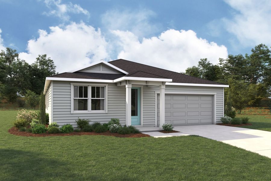 Representative exterior photo of a completed home built from the Pinnacle by Mattamy Homes in Lakes at Bella Lago, Green Cove Springs, FL (Image 5).