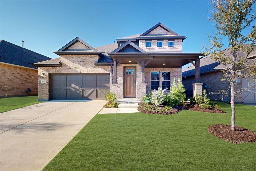 Front exterior of a new home in Lilyana, Celina, TX, highlighting curb appeal (Image 1). Front exterior of a new home in Lilyana, Celina, TX, highlighting curb appeal (Image 1).