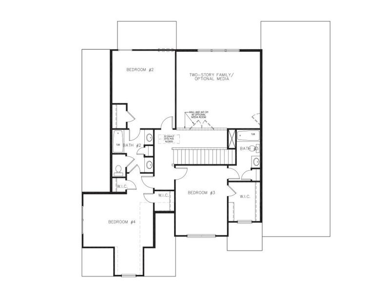 2D floor plan layout for the The Newburgh by Stephen Elliott Homes in Oak Mountain View, Carrollton, GA (Image 3).