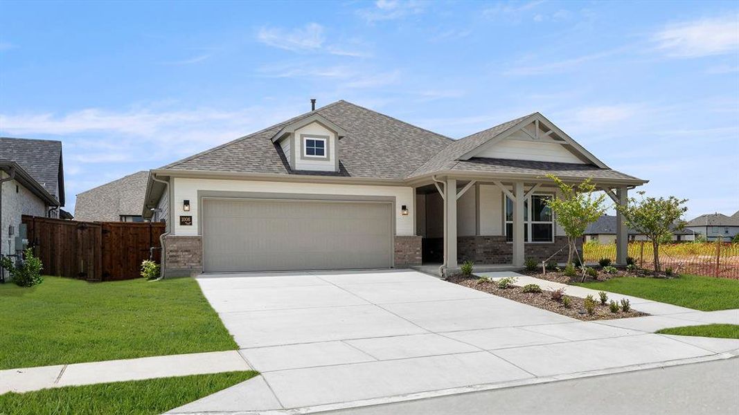 Front exterior of a new home in Waterscape, Royse City, TX, highlighting curb appeal (Image 2). Front exterior of a new home in Waterscape, Royse City, TX, highlighting curb appeal (Image 2).