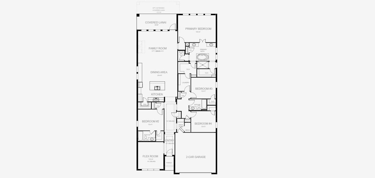 2D floor plan layout for the 2566F by Perry Homes in Sanctuary at Seaire, Parrish, FL (Image 4).