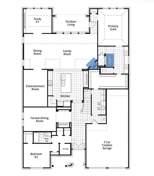 2D floor plan layout for the 224 by Highland Homes in Furst Ranch, Flower Mound, TX (Image 31).